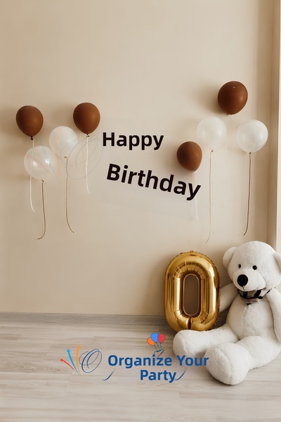 Organizasyon Pazarı 0 Year Old Birthday Concept Gold Number Balloon Set Metal...
