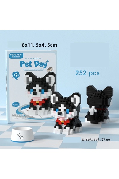 womi سلسلة Pet Day: شخصية كلب الهاسكي اللطيف من سلسلة مكعبات البناء