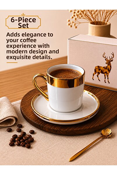 PİAURA Coffee Cup Set for 6 People, Coffee Cup Set