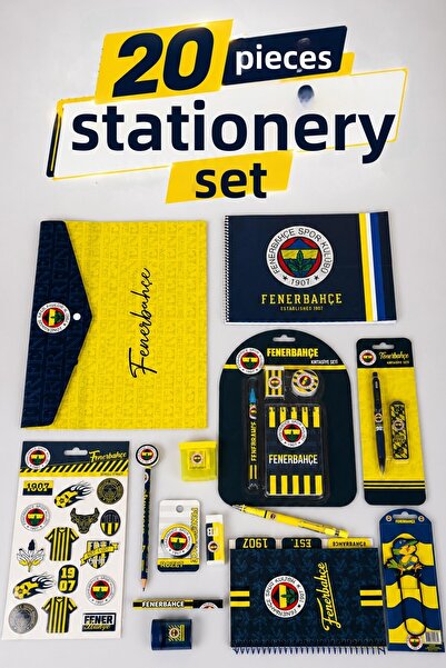 Fenerbahçe X Dekomus Licensed 20 Piece Stationery Set Sticker, Notepad