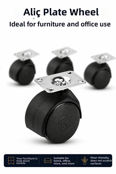 Alıç Furniture Caster with Table Top 4 Pieces 360 °   Swivel Silent Moving Se...