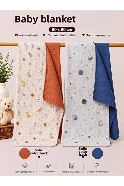 Zümra Baby Multi-Purpose Double-Sided Muslin Blanket & Blanket Set of 2 100% ...