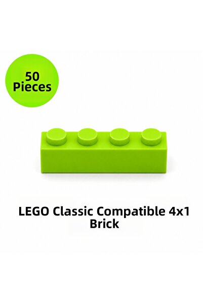 OyuncaklarÜlkesi Lego Compatible Classic 50 Pieces Neon Green Pistachio Green...