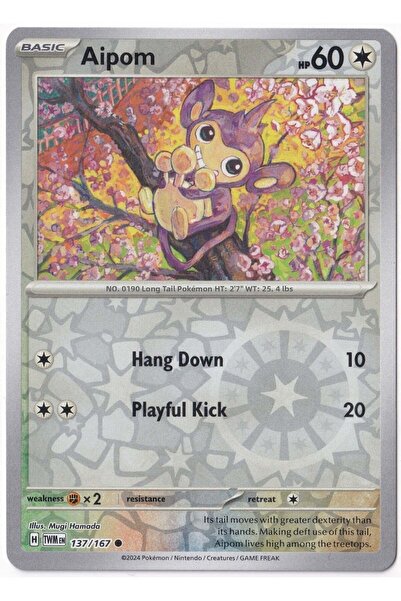 Pokemon Aipom [Reverse Holo] 137/167 - Twilight Masquerade - بطاقة (لون النعناع)