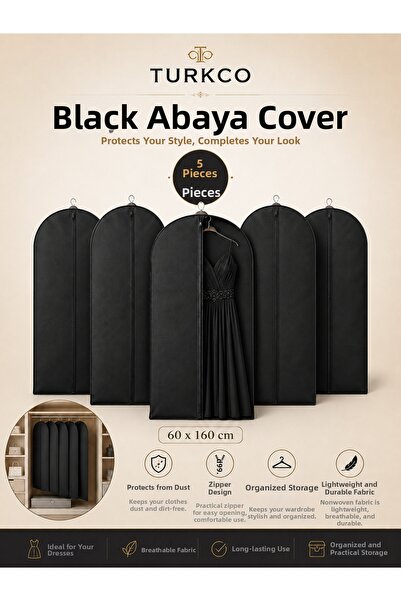Turkco Black Evening Dress Cover 60X160 cm Zippered Dress Protection Cover 1-...