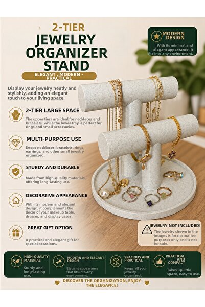 Formera 2-Tier Jewelry Organizer Stand – Decorative Necklace & Bracelet Organ...