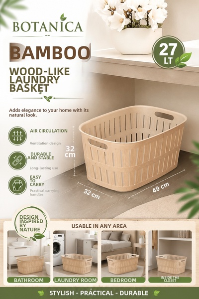 Northern Star Καλάθι ρούχων Bamboo Wood Look 27LT
