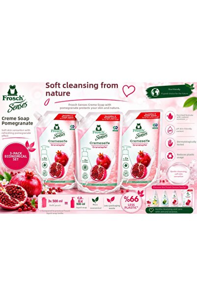 Frosch Senses Pomegranate Cream Soap 500 ml – Natural Ingredients, Skin-Frien...