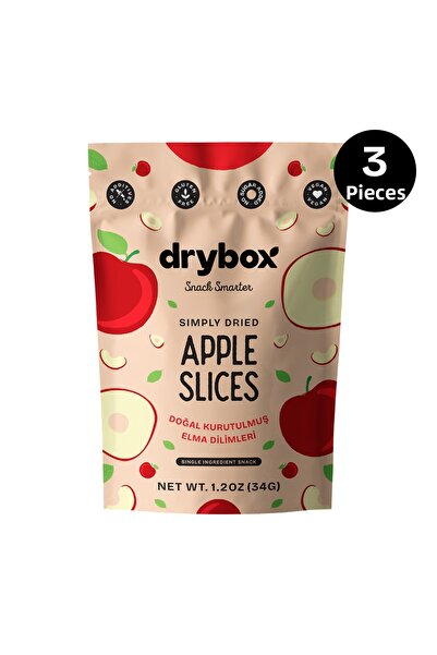 DRYBOX Natural Dried Apple Slices 34g 3-Pack – No Added Sugar, 100% Natural S...