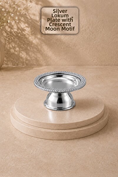 Meleni Home Başak Patterned Silver Serving Bowl - Chocolate and Turkish Delig...