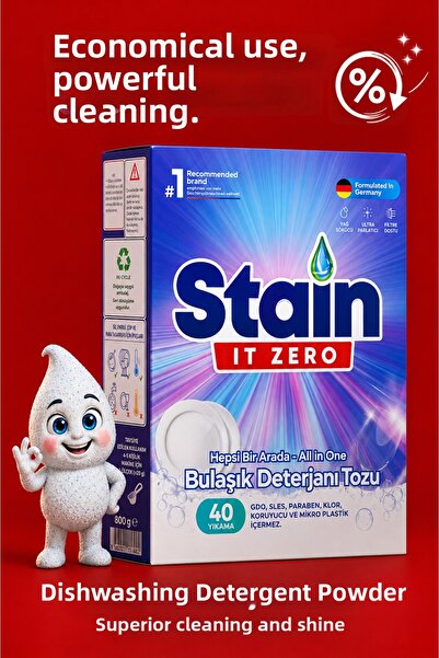 Stain İt Zero غسالة أطباق مسحوق و40 منظف غسيل