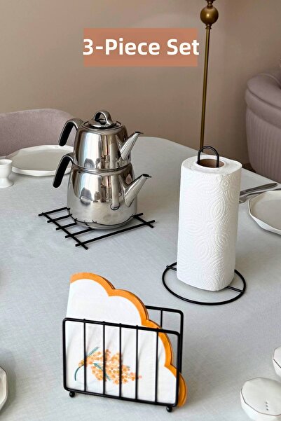 Edora Home Set of 3 Black Cage Napkin Holder Upright Paper Towel Holder Trive...