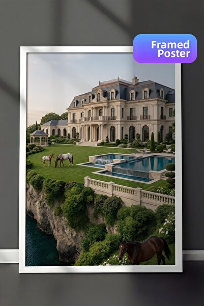 Postifull Poster Cottage și cai, Poster în cadru alb, Seria Old Money, NR:113135