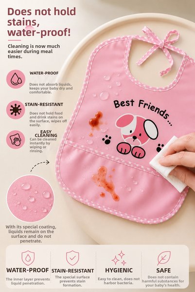 imajbebe Waterproof Baby Feeding Bib Stain-Resistant Washable Baby Feeding Bib