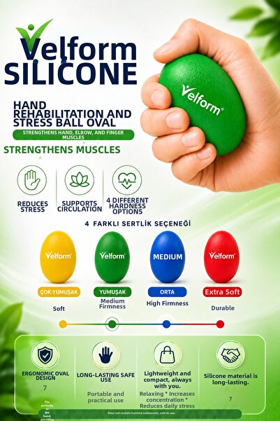 Velform Silicone Hand Stress and Rehabilitation Ball Oval Exercise Hand Stren...