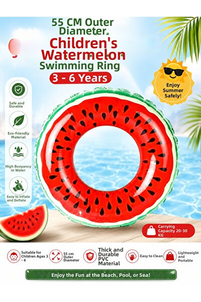SUDESA OYUNCAK Children's Watermelon Patterned Bread Ring 55 cm 95838 (for Ag...
