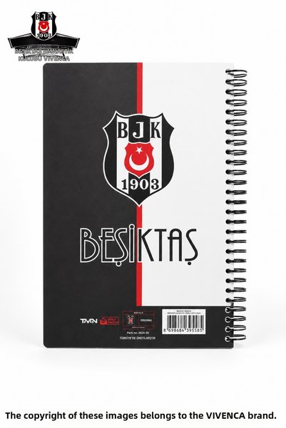 Beşiktaş New Season Licensed Cardboard Cover Spiral Planner Notepad with Vivenca and Bookmark
