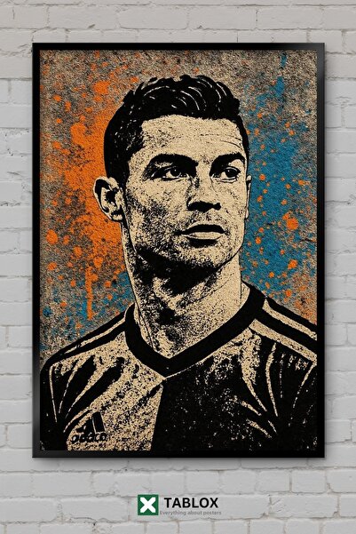 TABLOX Κριστιάνο Ρονάλντο CR7 Ποδοσφαιρικό Έργο Τέχνης με Ξύλινη Κορνίζα και ...