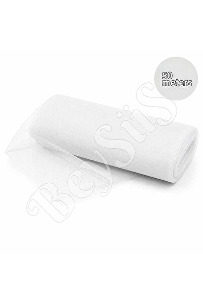 BeySüS Ornamental Tulle White Crystal Tulle 50 m
