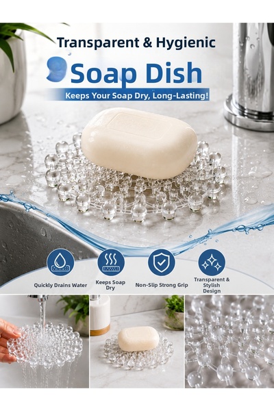 Mode Cool Transparent Soap Dispenser |   Non-Slip Soap Mat with Water Drainag...