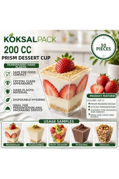 Köksal Pack كوكسالباك 200 سي سي وعاء حلويات بريزما 50 قطعة |   وعاء شفاف من ا...