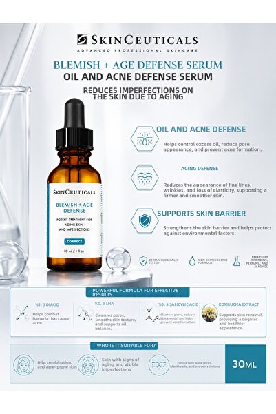 SkinCeuticals سيروم بليمش + إيج ديفينس 30 مل - عناية يومية ضد الدهون وعيوب ال...