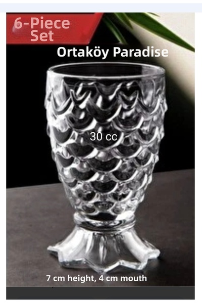 ORTAKÖYCENNETİ Shot Glass Set of 6 Fish Back Model 30 Cc Volume 7 cm Length 4...