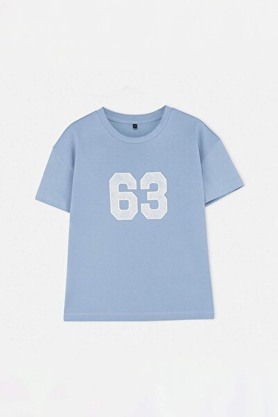 TRENDYOLKIDS Blue Printed Knitted Boys' T-Shirt Tkdss26Ts00070