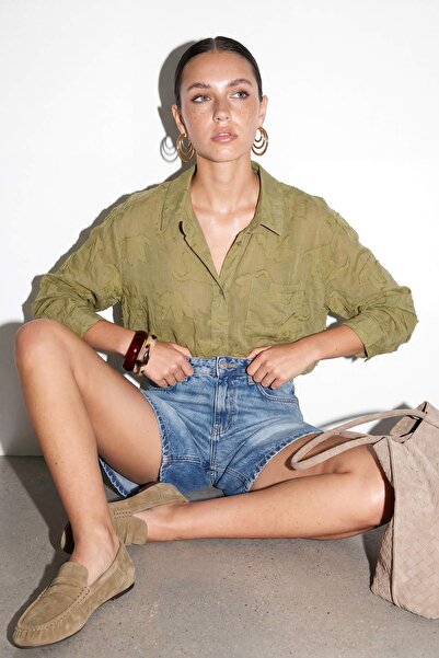 Trendyol Collection Khaki Oversize Transparent Shirt Tdrss26Go00047