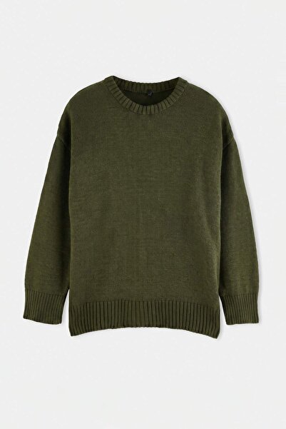 Trendyol Collection Khaki Wide Fit Soft Textured Knitwear Sweater Twoaw25Kz00168