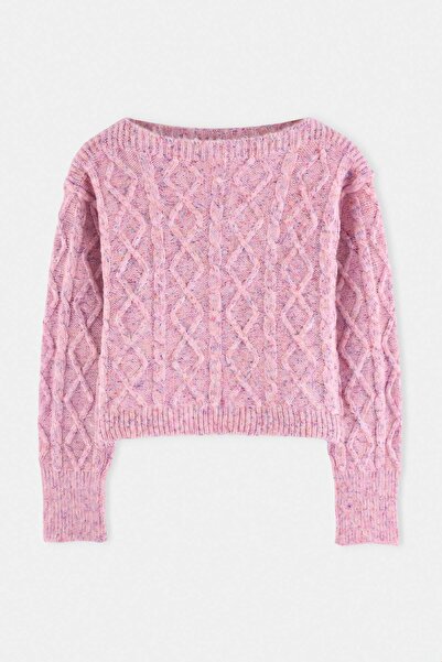 Trendyol Collection Pink Crew Neck Low Sleeve Super Crop Knitwear Sweater Two...
