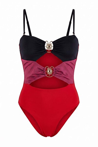 Trendyol Collection Red-Multicolor Plain Strapless Accessory Towel Sleeveless...