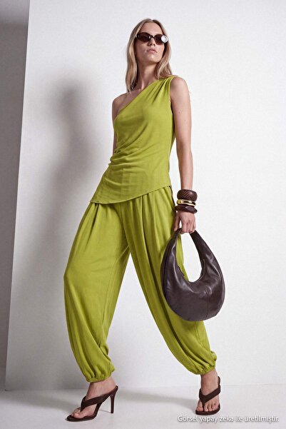 Trendyol Collection Green Blouse Trousers Woven Bottom - Top Set Twoss26Au00314