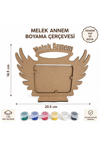 YAHO OYUNCAĞIN DOĞAL HALİ Ahşap Melek Annem Çerçevesi Boyama Seti Komple