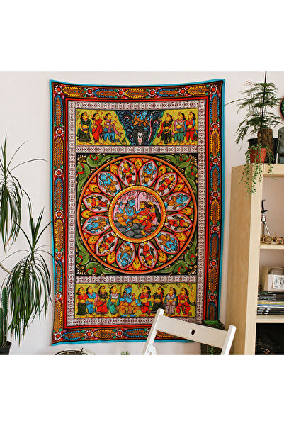 WANDER TAPESTRY Etnik Hint Desenli Bohem Ritüel Duvar Örtüsü Tapestry