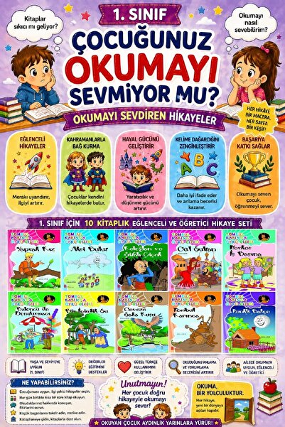 Ata Yayıncılık 1.Sınıf Okumayı Sevdiren 10 lu Hikaye Seti 6 (32 sayfa)