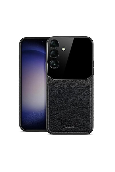 Zebana Samsung Galaxy A35 5G Uyumlu Kılıf Lens Deri Kılıf Siyah