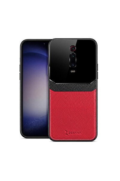 Zebana Xiaomi Mi 9T Pro Uyumlu Kılıf Lens Deri Kılıf Kırmızı