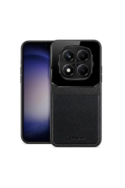 Zebana Xiaomi Redmi Note 14 Pro 5G Uyumlu Kılıf Zebana Lens Deri Kılıf Siyah