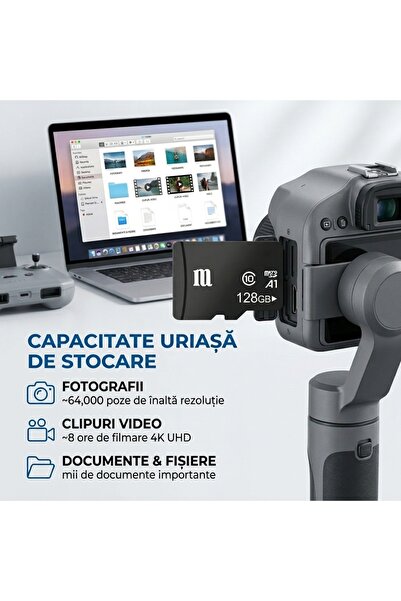 SpectrumPoint Card De Memorie TF (MicroSD), Capacitate 128 GB, Clasa 10, Transfer de mare viteza, Pentru Telefon, Laptop, Tableta, Camera Foto, Camera Video, Camera Auto, Camera De Supraveghere, Consola PSP, Negru