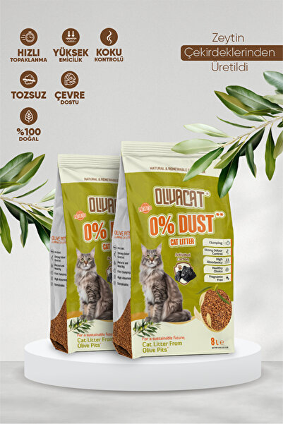 Olivacat Zeytin Çekirdeğinden Üretilen Aktif Karbonlu Tozsuz Doğal Kedi Kumu ...