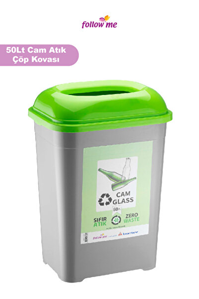 follow me Cam Atık Geri Dönüşüm Kutusu (50 Litre)