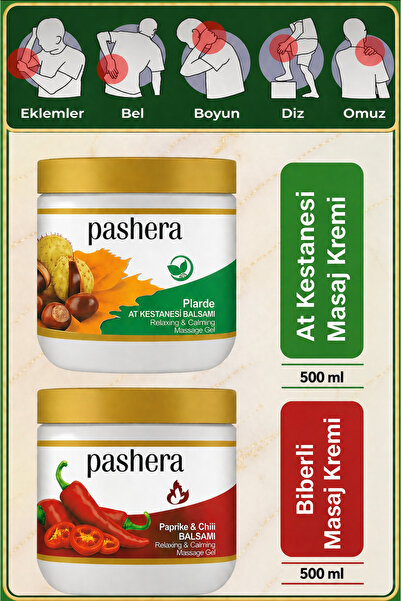 PASHERA At Kestanesi Özlü Mentollü Masaj Jeli - Paprika & Chili Biberli Masaj...