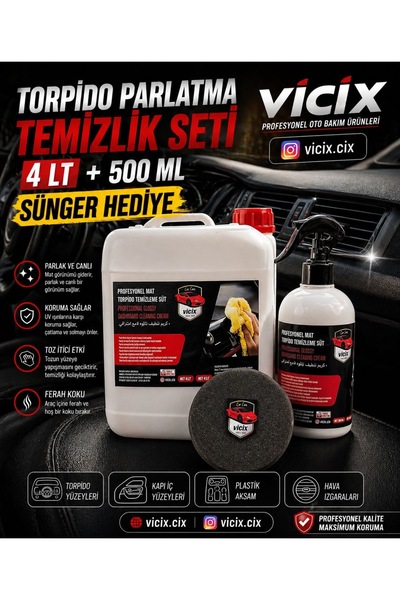 ROX KİMYA TORPİDO PARLATMA 4LT+TORPİDO TEMİZLEME 500ml+ SÜNGER HEDİYE