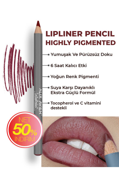 Alix Avien Uzun Süre Kalıcı Dağılma Yapmayan Nemlendirici Dudak Kalemi - Lipl...