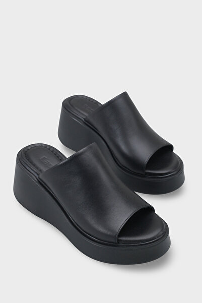 Capone Outfitters Γυναικείες παντόφλες Cecilia από γνήσιο δέρμα με σφήνα τακο...