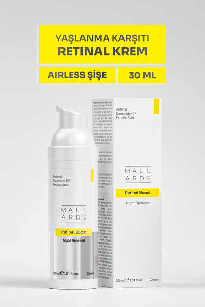 Mallards Retinal Boost, Yaşlanma ve Kırışıklık Karşıtı Retinal Krem, 30 ml