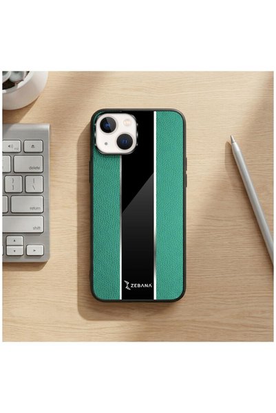 Zebana Apple iPhone 13 Compatible Case Premium Leather Case Green