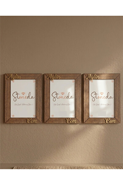 Stoneda 3 Adet Ahşap 10x15 Fotoğraf için İsimli Çerçeve PVC KORUMALI(Soru Sor...