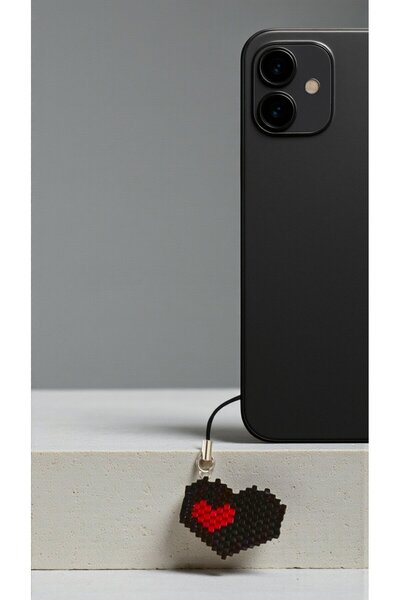 SEARD Miyuki Beads Handmade Heart Phone Charm - Charm 1